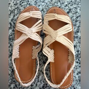 Braided Strappy Men's Sandals in Light Beige